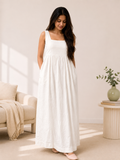 Women's Linen Dress Sewing Pattern, Easy Summer Square Neck Gathered Maxi Dress PDF