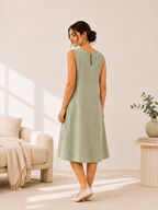 Easy Round Neck Linen Midi Dress Sewing Pattern