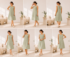 Easy Round Neck Linen Midi Dress Sewing Pattern