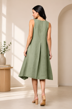 Easy Sleeveless Linen Dress Sewing Pattern, Loose Fit Summer Dress Pdf