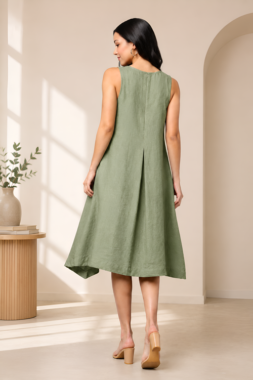 Easy Sleeveless Linen Dress Sewing Pattern, Loose Fit Summer Dress Pdf