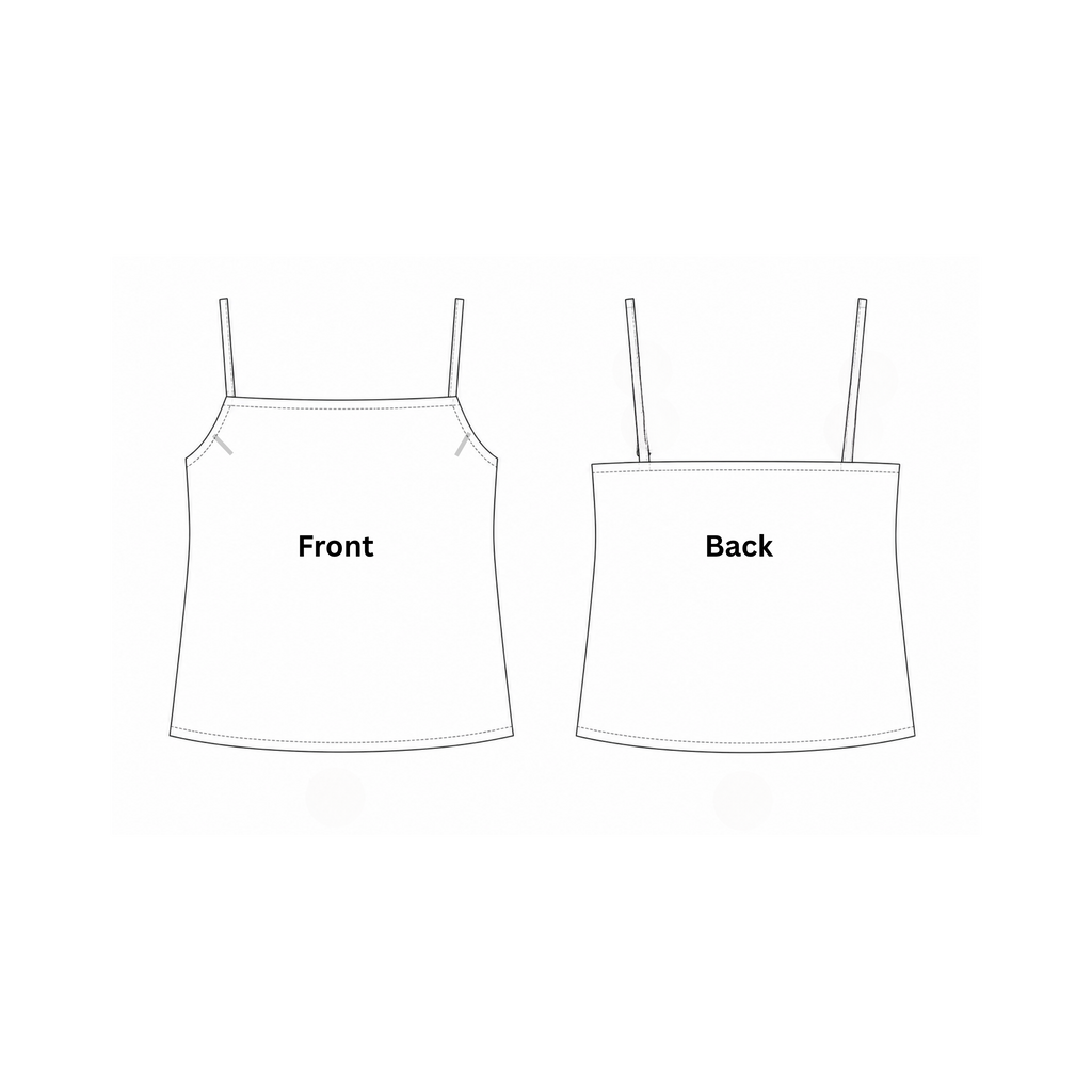 Spaghetti Strap Tank Top Sewing Pattern, Square Neck Cami Top Pdf, XS - 5XL | A0, A4 & US Letter