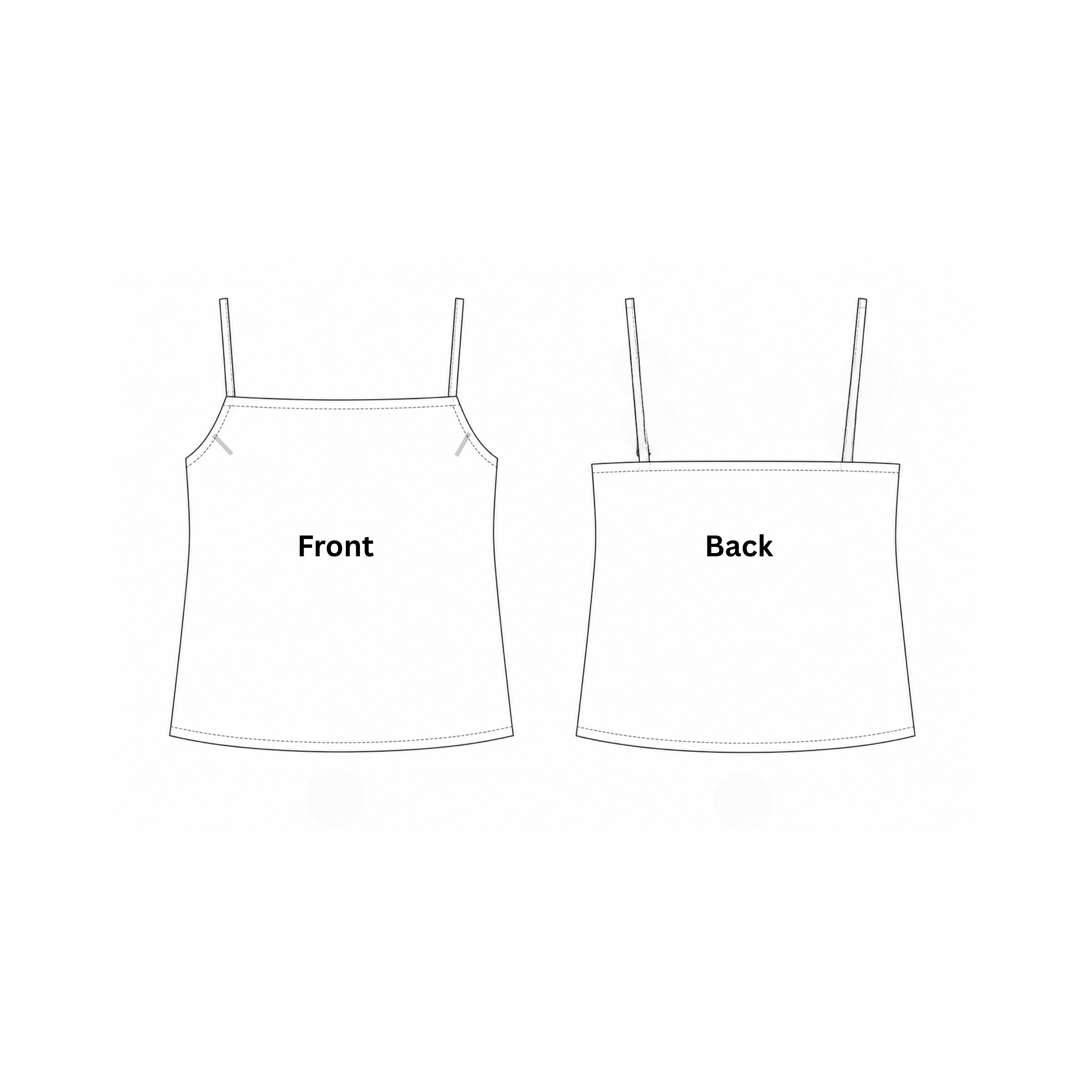 Spaghetti Strap Tank Top Sewing Pattern, Square Neck Cami Top Pdf, XS - 5XL | A0, A4 & US Letter